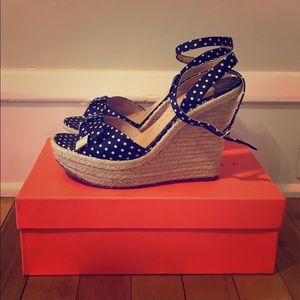 Polka Dot Espedrille Wedge with Ankle Strap